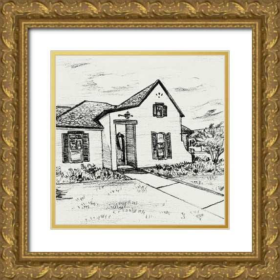 Wang, Melissa 26x26 Gold Ornate Wood Framed with Double Matting Museum Art Print Titled - Sweet Home IV