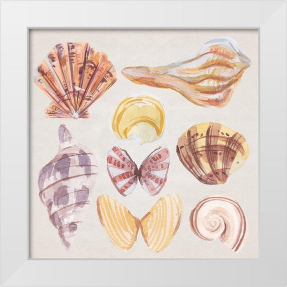 Wang, Melissa 26x26 White Modern Wood Framed Museum Art Print Titled - Ocean Sounds II