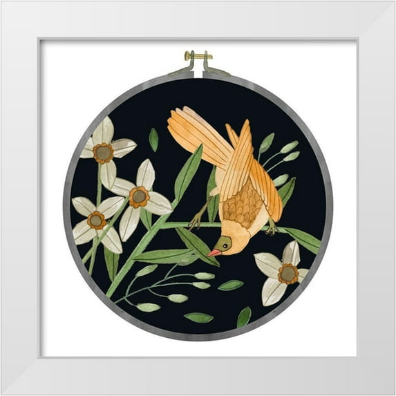 Wang, Melissa 26x26 White Modern Wood Framed Museum Art Print Titled - Singing Birds VI