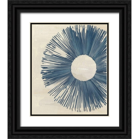 Wang, Melissa 26x30 Black Ornate Wood Framed with Double Matting Museum Art Print Titled - Blue Burst I