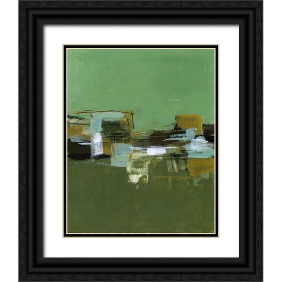 Wang, Melissa 26x32 Black Ornate Wood Framed with Double Matting Museum Art Print Titled - Abstract Village II