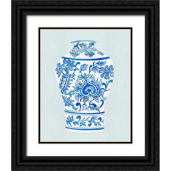 Wang, Melissa 26x32 Black Ornate Wood Framed with Double Matting Museum Art Print Titled - Qing Vase II