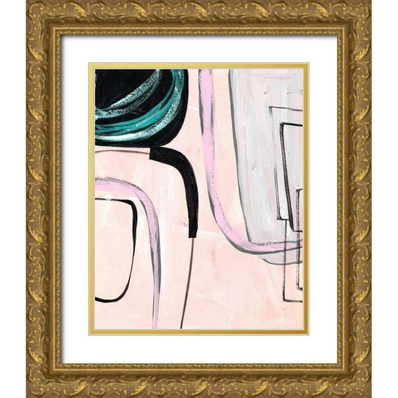 Wang, Melissa 26x32 Gold Ornate Wood Framed with Double Matting Museum Art Print Titled - Lumiere Rose IV