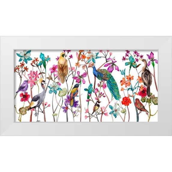Wang, Melissa 32x18 White Modern Wood Framed Museum Art Print Titled - Tangled Garden V