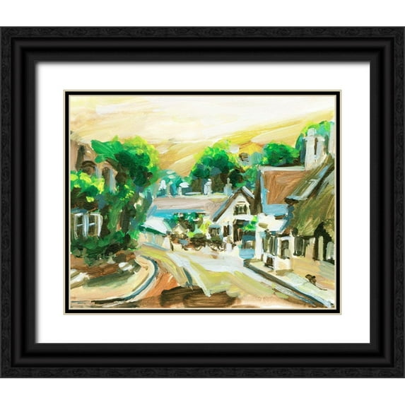 Wang, Melissa 32x26 Black Ornate Wood Framed with Double Matting Museum Art Print Titled - Spring Village II