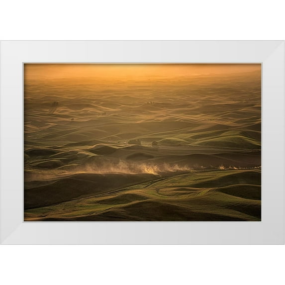 Wang, Ti 24x17 White Modern Wood Framed Museum Art Print Titled - The Palouse In The Morning
