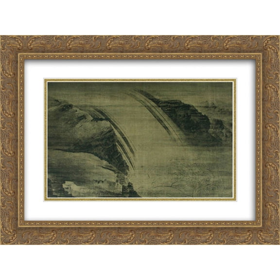 Wang Wei 2x Matted 24x18 Gold Ornate Framed Art Print 'Cascade'