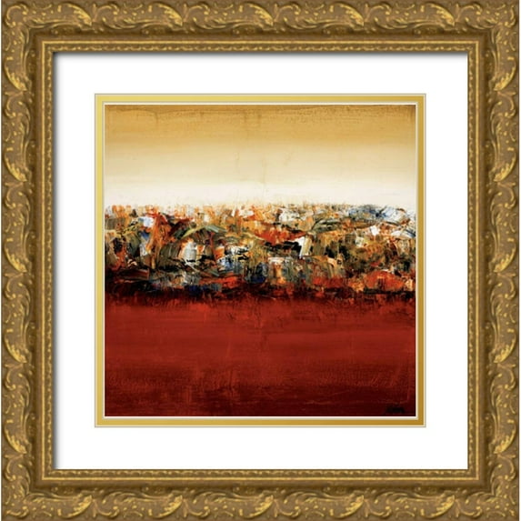 Wang, Yehan 15x15 Gold Ornate Wood Framed with Double Matting Museum Art Print Titled - Red Lake