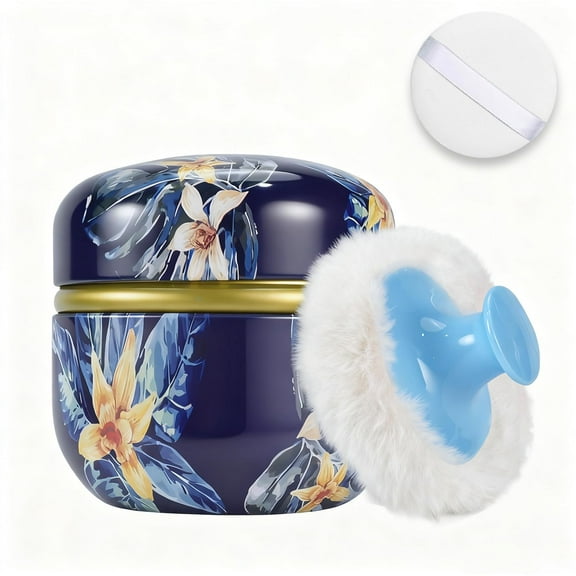 Wang jianhao Body Powder Puff and Container 3.15" Portable Empty Body Powder Conta for Women