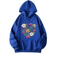 thumbnail image 1 of Wang6 Black Oversized Graphic Hoodies for Womens Loose Fit Floral Printed Pullovers Sweatshirts Teen Girls Trendy Fall Long Sleeve V Neck Tops with Pocket Blue S, 1 of 3