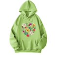 thumbnail image 1 of Wang6 Black Oversized Graphic Hoodies for Womens Loose Fit Floral Printed Pullovers Sweatshirts Teen Girls Trendy Fall Long Sleeve V Neck Tops with Pocket Green XXL, 1 of 3
