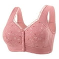 thumbnail image 1 of Wang6 Button Front Closure Bras for Older Women Plus Size Wireless Push up Seamless Minimizer Bras No Underwire Full Coverage Lace Trim Everyday Bra Pink 36, 1 of 2