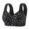 thumbnail image 1 of Wang6 Button Front Closure Bras for Older Women Plus Size Wireless Push up Minimizer Bras Full Coverage No Underwire T Shirt Bralettes X_Black 46, 1 of 2