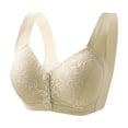 thumbnail image 1 of Wang6 Button Front Closure Bras for Older Women Plus Size Wireless Push up Minimizer Bras Full Coverage No Underwire T Shirt Bralettes Yellow 46, 1 of 2