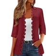 thumbnail image 1 of Wang6 Cardigan Sweaters for Women Causal Open Front Long Sleeve Lightweight Knit Sweater Trendy Fall V Neck Lace Knitted Tops Outerwear RD3 S, 1 of 6