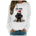 thumbnail image 1 of Wang6 Christmas Graphic Sweatshirts for Women Trendy Long Sleeve I Am Fine Cat Printed Hoodless Pullovers Causal Xmas White Loose Fit Crew Neck Tops White XL, 1 of 4