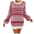 thumbnail image 1 of Wang6 Christmas Sweaters for Women Trendy Fall Winter Merry Xmas Tunic Knits Long Sleeve Crew Neck Reindeer Printed Knitted Pullovers Tops Red M, 1 of 8