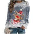 thumbnail image 1 of Wang6 Christmas Sweatshirts for Women Causal Long Sleeve Deer Printed Hoodless Pullovers Loose Fit Crew Neck Tops Tshirts Y_Grey S, 1 of 4