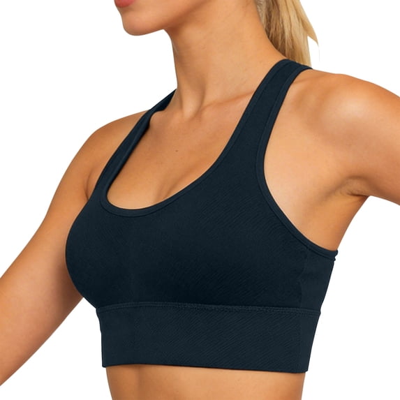 Wang6 Cropped Racerback Workout Tank Tops for Women Trendy Ribbed Workout Bras Sleeveless Yoga Tops Summer Crew Neck Running Gym Sports Shirts Black L