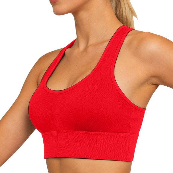 Wang6 Cropped Racerback Workout Tank Tops for Women Trendy Ribbed Workout Bras Sleeveless Yoga Tops Summer Crew Neck Running Gym Sports Shirts Red XL
