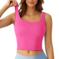 thumbnail image 1 of Wang6 Cropped Ribbed Tank Tops for Women Causal Sleeveless Scoop Neck Summer Tops Trendy Solid Knit Slim Workout Yoga Tops Shirts Clothes Hot Pink M, 1 of 7