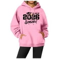 thumbnail image 1 of Wang6 Graphic Hoodies Dress for Womens Causal Loose Fit 2026 Letter Printed Pullover Sweatshirts Trendy Fall Drawstrings Long Sleeve V Neck Tops with Pockets Pink XXL, 1 of 3