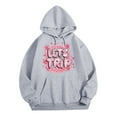 thumbnail image 1 of Wang6 Graphic Hoodies for Women Trendy"Let Is Trip"Letter Printed Pullovers Sweatshirts Causal Long Sleeve V neck Loose Fit Tops with Pocket Light Gray S, 1 of 2