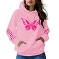 thumbnail image 1 of Wang6 Graphic Hoodies for Womens Causal Loose Fit Butterfly Printed Pullover Sweatshirts Trendy White Fall Long Sleeve V Neck Tops with Pockets Pink L, 1 of 5
