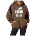 thumbnail image 1 of Wang6 Letter Pirnted Hoodies for Womens Plus Size"Class of 2026"Printed Hooded Sweatshirts Trendy Drawstrings Long Sleeve V Neck Loose Fit Tops with Pockets Coffee L, 1 of 3