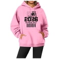 thumbnail image 1 of Wang6 Letter Pirnted Hoodies for Womens Plus Size"Class of 2026"Printed Hooded Sweatshirts Trendy Drawstrings Long Sleeve V Neck Loose Fit Tops with Pockets Pink XXL, 1 of 3