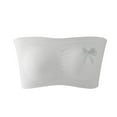 thumbnail image 1 of Wang6 Oversized Push up Strapless Bras for Women Supportive Bandeau Bra Non Wireless No Underwire Padded Tube Bra with Sequins Bow Tie White XXXL, 1 of 2