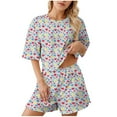 thumbnail image 1 of Wang6 Pajamas Sets for Womens with Shorts Soft 2 Pieces Short Sleeve Crew Neck Shirts Shorts Graphic Pjs Loungewear Sets Sleepwear Set Red L, 1 of 7