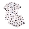 thumbnail image 1 of Wang6 Pajamas for Women Set with Shorts Soft Pjs Lounge Sets 2 Piece Long Sleeve Button Shirts Shorts Funny Printed White Sleepwear Nightwear Sets White4 XL, 1 of 6