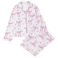 thumbnail image 1 of Wang6 Pajamas for Women Set Soft Pjs Lounge Sets 2 Piece Long Sleeve Button down Shirts Wide Leg Pants Sleepwear Nightwear Sets White1 XL, 1 of 8