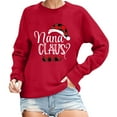 thumbnail image 1 of Wang6 Plus Size Christmas Sweatshirts for Women Trendy Xmas Long Sleeve Nana Claus Letter Printed Pullovers Causal Loose Fit Crew Neck Graphic Tops Shirts Red XL, 1 of 6