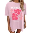 thumbnail image 1 of Wang6 Plus Size Graphic Tshirts for Womens Summer Short Sleeve Hawaii Honoiai Printed Tops Causal Loose Fit Beach Tees 0522liPink XL, 1 of 4
