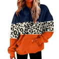 thumbnail image 1 of Wang6 Plus Size Hoodies for Womens Loose Leapord Pirnted Hooded Pullovers Sweatshirts Trendy Fall Long Sleeve V Neck Tops with Pocket Orange XL, 1 of 5