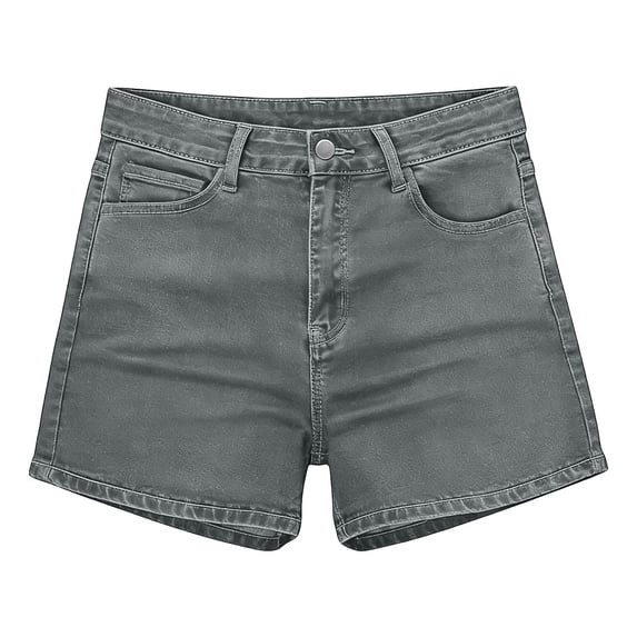 Wang6 Plus Size Jean Shorts for Womens Trendy Summer Stretchy Mid Rise Denim Shorts Casual Beach Short Pants with Pockets Grey S