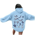 thumbnail image 1 of Wang6 White Graphic Hoodies for Womens Causal Loose Fit Back Sea Creatures Printed Pullover Sweatshirts Trendy Fall Long Sleeve V Neck Tops with Pockets Sky Blue M, 1 of 4
