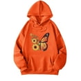 thumbnail image 1 of Wang6 White Oversized Graphic Hoodies for Womens Loose Fit Sunflower Butterfly Printed Pullovers Sweatshirts Teen Girls Trendy Fall Long Sleeve V Neck Tops with Pocket Orange S, 1 of 3