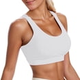 thumbnail image 1 of Wang6 Wireless Sports Bras for Women Seamless Padded Workout Longline Bras Push up Full Coverage Running Yoga Gym Bralettes T Shirt Bra White L, 1 of 4