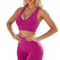 thumbnail image 1 of Wang6 Wireless Sports Bras for Women Seamless Racerback Padded Workout Longline Bras Push up Full Coverage Running Yoga Gym Bralettes Hot Pink S, 1 of 4