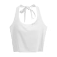 thumbnail image 1 of Wang6 Women Cropped Ribbed Tank Tops with Built in Bra Summer Halter Sleeveless Cami Tops Trendy Loose T Shirts Undershirts White XL, 1 of 5