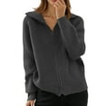 thumbnail image 1 of Wang6 Women Full Zip up Sweater Jacket Plus Size Fall Winter Cardigans Sweaters Long Sleeve Open Front Coat Trendy V Neck Loose Fit Outwear Tops Grey M, 1 of 5
