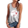 thumbnail image 1 of Wang6 Women Loose Fit Racerback Tank Tops Causal Sleeveless Crew Neck Tshirts Summer Baseball Printed Tops Graphic Tees Shirts Light Gray M, 1 of 5