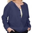thumbnail image 1 of Wang6 Women Plus Size Cardigans Jacket Trendy Long Sleeve Button down Coat Fall Open Front Loose Fit Solid Outwear Tops X_0617liNavy M, 1 of 8