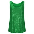thumbnail image 1 of Wang6 Women Sequin Loose Fit Camisole Trendy Sleeveless Sparkle Cami Tank Tops Plus Size Crew Neck Summer Tunic Shirts Tees Green S, 1 of 6