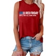 thumbnail image 1 of Wang6 Women's Loose Fit Plus Size Tank Tops Casual Sleeveless Red Friday Letter Printed T Shirts Summer Basic Going out Tops Graphic Tees 0505liRed3 L, 1 of 4