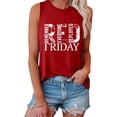 thumbnail image 1 of Wang6 Women's Loose Fit Plus Size Tank Tops Casual Sleeveless Red Friday Letter Printed T Shirts Summer Basic Going out Tops Graphic Tees 0505liRed M, 1 of 4