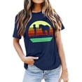 thumbnail image 1 of Wang6 Women's Plus Size Graphic Tees Summer Western Cowboy Printed Printed Loose Fit Tops Trendy Short Sleeve Going out T Shirts 0629LiNavy1 XL, 1 of 5